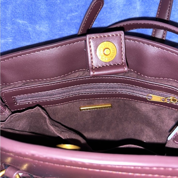Burgundy Vegan Leather Handbag, Crossbody Satchel with...
